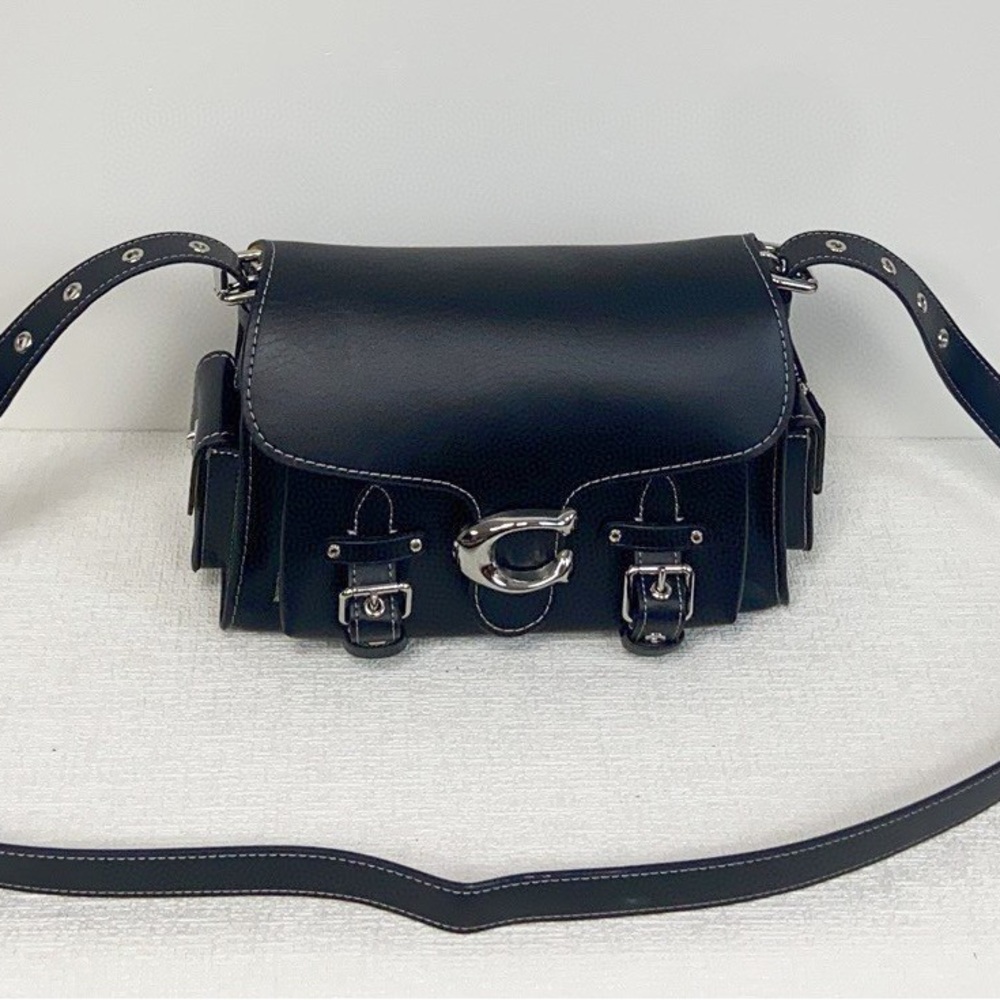 Coach Black Crossbody Bag with Silver Accents